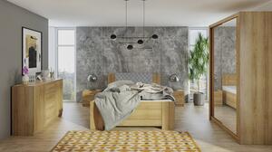 Spálňová zostava s posteľou 160x200 CORTLAND 1 - dub zlatý / šedá ekokoža