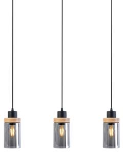 Luster na lanku WOODNEST 3xE27/15W/230V borovica/dymovo čierna