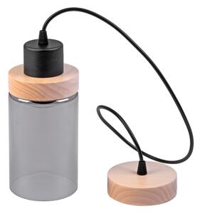 Luster na lanku WOODNEST 1xE27/15W/230V borovica/dymová čierna
