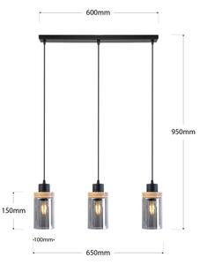 Luster na lanku WOODNEST 3xE27/15W/230V borovica/dymovo čierna