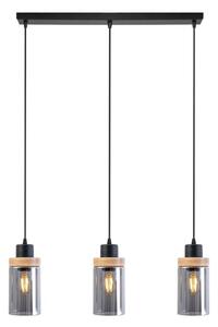 Luster na lanku WOODNEST 3xE27/15W/230V borovica/dymovo čierna
