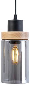 Luster na lanku WOODNEST 1xE27/15W/230V borovica/dymová čierna