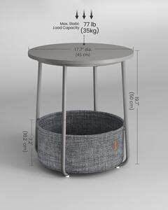 VASAGLE Okrúhly konferenčný stolík s textilným košom sivý