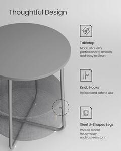 VASAGLE Okrúhly konferenčný stolík s textilným košom sivý