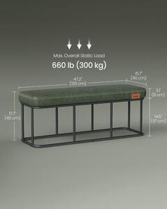 VASAGLE EKHO lavica s čalúnenou kovovou konštrukciou zelená