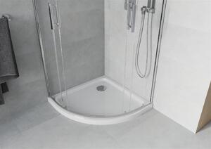 Mexen Rio, štvrťkruhový sprchovací kút s posuvnými dverami 70 x 70 cm, 5mm číre sklo, chrómový profil + biela sprchová vanička, 863-070-070-01-00-4110