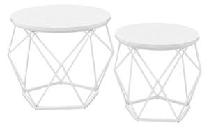 VASAGLE Súprava dvoch okrúhlych konferenčných stolíkov bielej farby