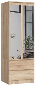 Ak furniture Šatníková skriňa Star so zrkadlom 60 cm dub sonoma