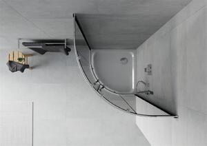 Mexen Rio, štvrťkruhový sprchovací kút s posuvnými dverami 70 x 70 cm, 5mm šedé sklo, chrómový profil + biela sprchová vanička, 863-070-070-01-40-4110