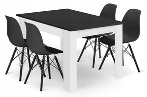 Čierno-biely jedálenský set 1+4, stôl MADO 120x80 + stolička YORK OSAKA