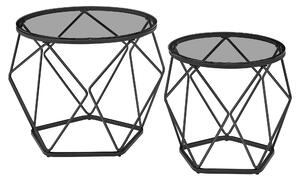 VASAGLE Súprava dvoch okrúhlych konferenčných stolíkov z dymového skla