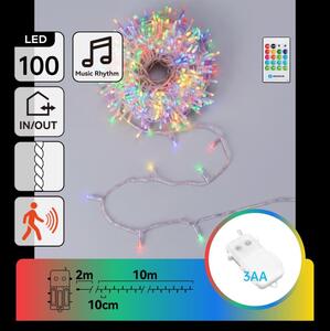 Aigostar - LED stmievateľný vonkajší reťaz so senzorom 100xLED/3xAA 12m viacfarebný + DO