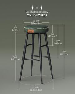 VASAGLE Barová stolička EKHO 76 cm zelená 2 ks