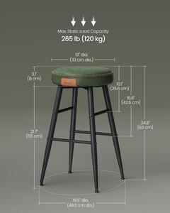 VASAGLE Barová stolička EKHO 63 cm zelená 2 ks