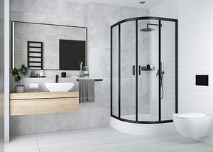 Deante Funkia sprchovací kút 90x90 cm polkruhová čierna matné/priehľadné sklo KYP_N51K