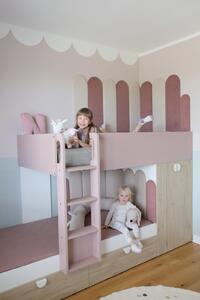 Poschodová posteľ Flip - svetlý dub, pink