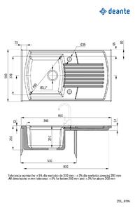 Deante Lusitano, keramický drez 860x500x230 mm + sifón, 1-komorový, biela, ZCL_611N