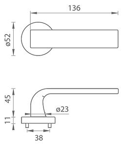 Dverové kovanie MP Cinto-R 2732 (T - Titan), kľučka-kľučka, WC kľúč, MP T (titán)