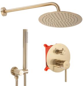 Rea Lungo, podomietkový sprchový set s dažďovou hlavovou a ručnou sprchou, zlatá matná, REA-P4160