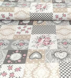 Loneta dekoračná látka zmesová růžičky patchwork | RTex