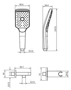 Cersanit Larga, ručná sprchová súprava s uhlovým pripojením, chrómová, S951-512