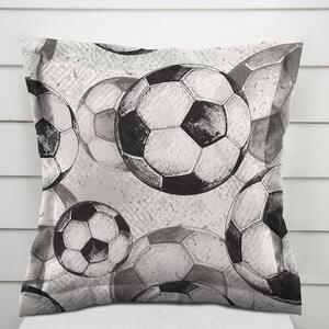 Biante Detská bavlnená obliečka na vankúš s lemom Sandra SA-776 Čierno-sivé futbalové lopty 30 x 50 cm
