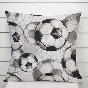 Biante Detská bavlnená obliečka na vankúš Sandra SA-776 Čierno-sivé futbalové lopty 30 x 50 cm