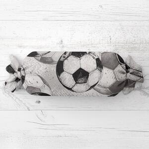 Biante Detský vankúš valec bonbon Sandra SA-776 Čierno-sivé futbalové lopty 15x40 cm