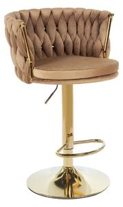 Dekorstudio Barová stolička GLAMOUR TWIST cappuccino (zlatý rám)