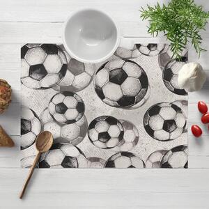 Biante Detské bavlnené prestieranie na stôl Sandra SA-776 Čierno-sivé futbalové lopty 30x40 cm