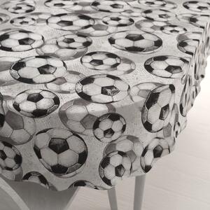 Biante Detský bavlnený oválny obrus Sandra SA-776 Čierno-sivé futbalové lopty 50x100 cm