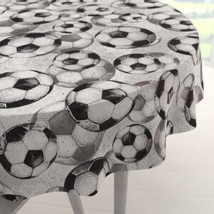 Biante Detský bavlnený okrúhly obrus Sandra SA-776 Čierno-sivé futbalové lopty Ø 50 cm