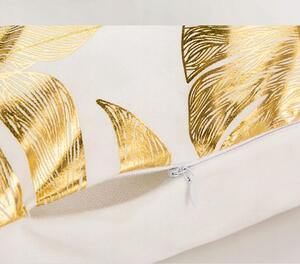 Tutumi, ozdobná návlečka na vankúš 45x45 cm, čierna-zlatá, vzor listy, NAZ-02001