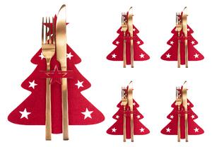 Tutumi, Dekoratívny kryt pre príbory s motívom vianočného stromčeka 10 ks, červená, CHR-09513