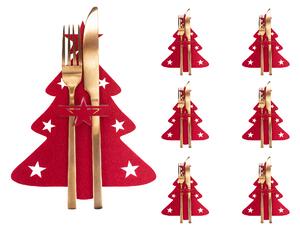 Tutumi, Dekoratívny kryt pre príbory s motívom vianočného stromčeka 10 ks, červená, CHR-09514