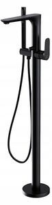 Cersanit Crea, voľnestojaca vaňová batéria so sprchovou sadou, čierna, S951-308