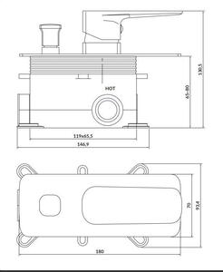 Cersanit Larga, vaňová - sprchová podomietková batéria + Box, chrómová, S951-374