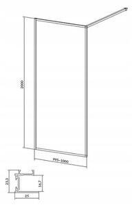 Cersanit Larga, Walk-In sprchová zástena 100x200 cm, 8mm priehľadné sklo, chrómový profil, S932-136