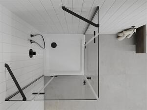 Mexen Roma Duo, sprchový kút 70 (dvere) x 70 (dvere) cm, 6mm číre sklo, čierny profil + slim sprchová vanička 5cm biela + čierny sifón, 854-070-070-70-02-4010B