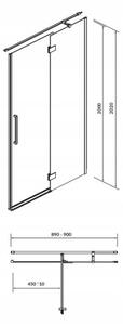 Cersanit Crea, krídlové dvere do otvoru 90x200 cm (pravé), 8mm číre sklo, chrómový profil, S159-006