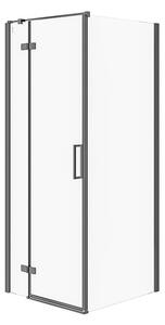 Cersanit Jota, rohový sprchovací kút 80 (dvere ľavé) x 80 (stena) x 195, 6mm číre sklo, čierny profil, S160-007