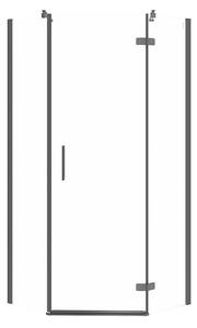 Cersanit Jota, 5-uhoľníkový sprchovací kút 90x90x195 cm, pravé dvere, 6mm číre sklo, čierny profil, S160-015