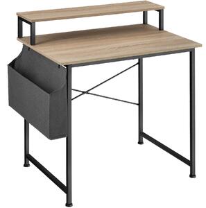 Písací stôl s policou a látkovým úložným boxom - Industrial svetlé drevo, dub Sonoma, 80 cm