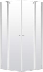 Deante Alpinia, štvorcový sprchový kút 80 (dvere) x 80 (dvere) cm, výška 195cm, 6mm číre sklo s EasyClean, chrómový profil, KGA_042P