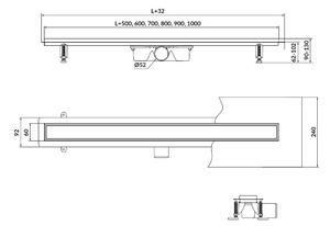 Cersanit Tako, lineárny odtokový žľab s obojstranným roštom 60cm, nerezová, S907-008