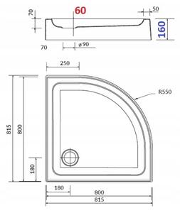 Cersanit Basic+Tako, štvrťkruhový sprchový kút 80x80x185 cm + sprchová vanička 80x16cm, biela, S601-117