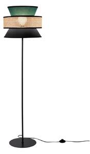 Stojacia lampa Gazebo, zelená/čierna/prírodná, 147 cm, látka/rattan, Zelená, Obývacia izba / jedáleň, Textil / látka / hodváb, Stojaca lampa