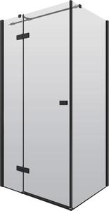 Deante Arnika, obdĺžnikový sprchový kút 100 (dvere) x 90 (stena) cm, výška 200cm, 6mm číre sklo s EasyClean, čierny profil, KQA_047P