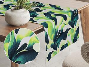 Biante Dekoračný behúň na stôl Rongo RGP-505 Veľké zelené listy 20x140 cm