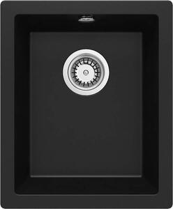 Deante Corda, granitový drez pod dosku 380x460x194 mm, 3,5" + priestorovo úsporný sifón, 1-komorový, čierna, ZQA_N10B